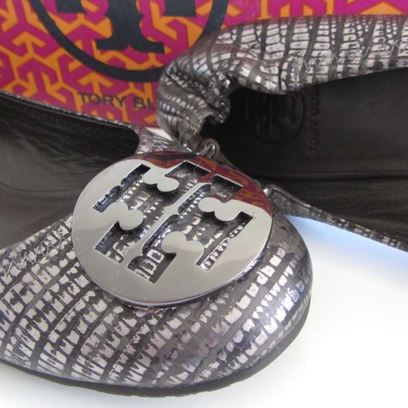 TORY BURCH Reva lizard embossed leather ballet flats 9.5 - Picture 6 of 7